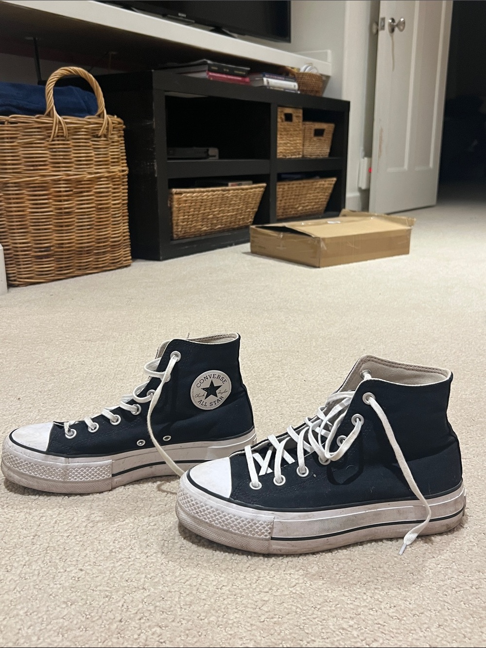 Converse Black High-Top Canvas Sneakers with White Accents - Picture 2 of 4